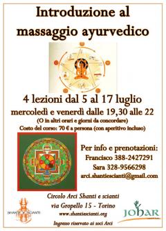 Corso di introduzione al massaggio Ayurvedico a cura di Shanti e Scianti