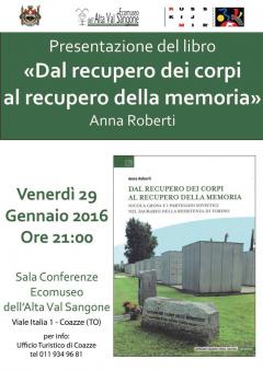 29/01: Presentazione di "Dal recupero dei corpi al recupero della memoria" a Coazze
