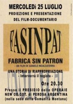 Proiezione del Film - documentario "FASINPAT - La Fabbrica Senza Padroni" 