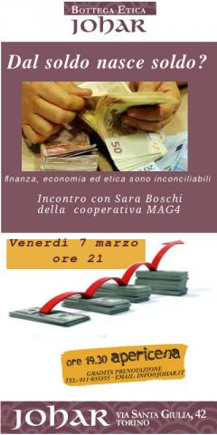 Incontro sulla finanza etica al Shanti e scianti