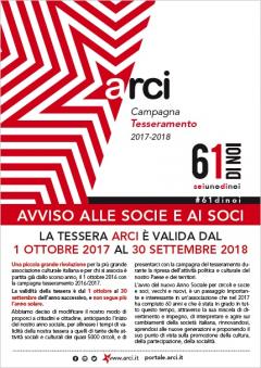 Avviso alle socie e ai soci: validità della Tessera ARCI