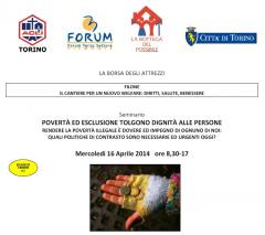 "Povertà ed esclusione tolgono dignità alle persone" - seminario || Torino, 16 aprile 2014