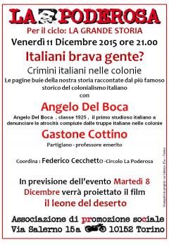 "La Grande Storia" Italiani brava gente? al circolo La Poderosa