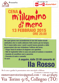 M'illumino di meno - Cena e concerto di Ila Rosso - venerdì 13 febbraio @Asylum