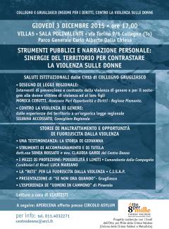 3/12: SINERGIE DEL TERRITORIO CONTRO LA VIOLENZA SULLE DONNE @Villa 5 Collegno