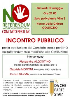 Referendum modifiche costituzionali - Comitato per il NO - Collegno, 19 maggio