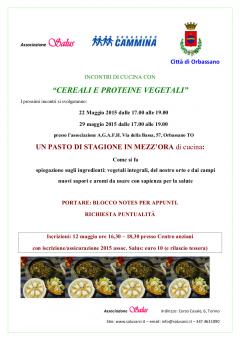 Incontri di cucina con “CEREALI E PROTEINE VEGETALI” a cura di Salus