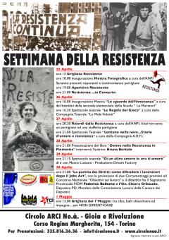 “25 Aprile -1 Maggio Una settimana di RESISTENZA” al No.à