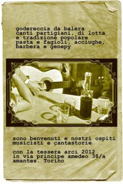 Godereccia da Balera, serata cantereccia aperta a tutti. Canti partigiani, di lotta e tradizione popolare. 