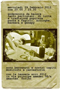 Godereccia da Balera, serata cantereccia aperta a tutti. Canti partigiani, di lotta e tradizione popolare. 