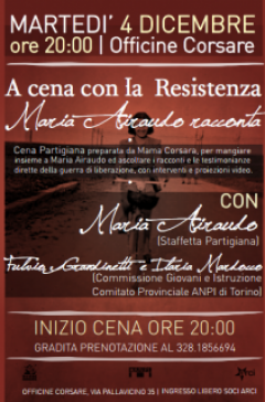 A cena con la resistenza: Maria Airaudo racconta... alle Officine Corsare