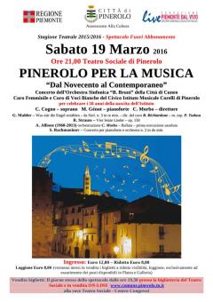  PINEROLO PER LA MUSICA  “Dal Novecento al Contemporaneo”