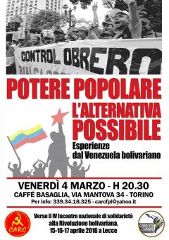 "Potere Popolare: l'alternativa possibile - Esperienze dal Venezuela bolivariano" al Caffè Basaglia