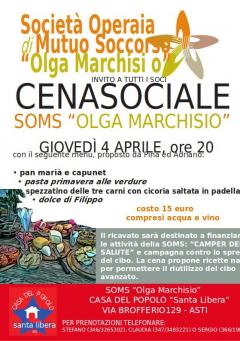 Cena sociale SOMS "Olga Marchisio" @ Casa del Popolo