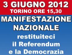 ARCI Piemonte aderisce alla manifestazione "Restituiteci il Referendum e la Democrazia"