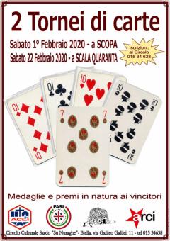 Due tornei di carte a Su nuraghe: “a scopa” e “scala quaranta”