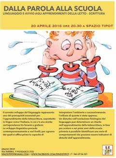 20/04: DALLA PAROLA ALLA SCUOLA: linguaggio e avvio agli apprendimenti della letto-scrittura con Spazio Tipot