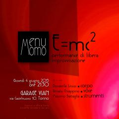 Menu Momo in “E=mc2” al Garage Vian