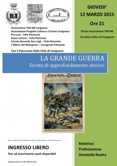 LA GRANDE GUERRA - Serata di approfondimento storico a cura di Associazione Progetto Cultura e Turismo Carignano