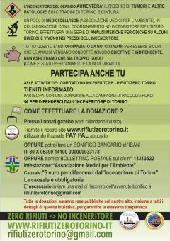 Campagna di RifiutiZero Torino: "5 Euro per difenderci dall'inceneritore di Torino" 