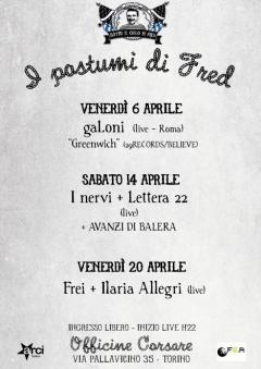 Per "I postumi di Fred" gaLoni live alle Officine Corsare