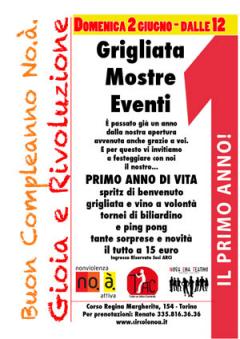Primo compleanno del No.A. e spettacolo "Il settimo azzardo" al No. A. Nonviolenza attiva